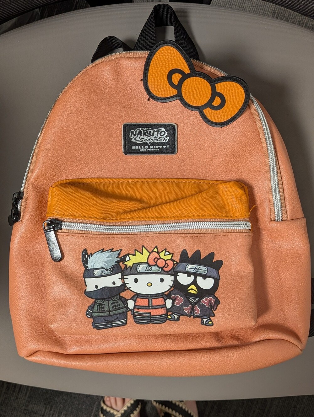 Hello Kitty Orange Mini Backpack with Naruto Characters
